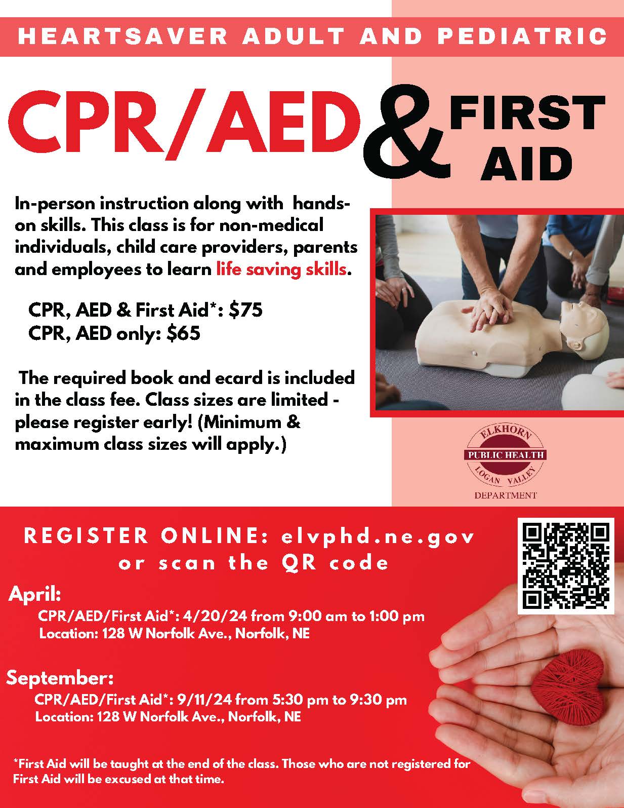 Cpr First Aid Classes Elvphd Health Programs Services Classes